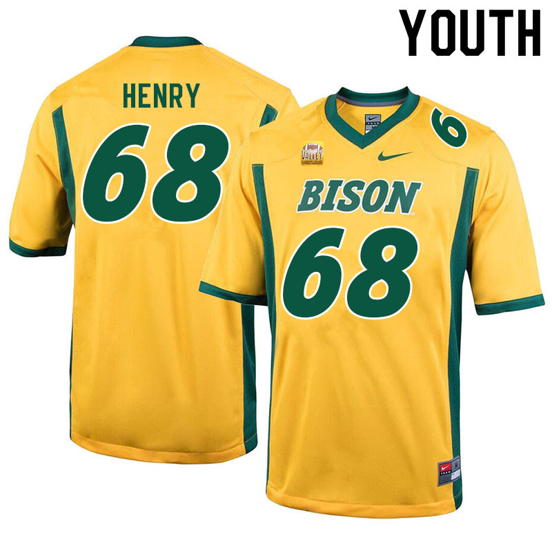 Youth #68 Sam Henry North Dakota State Bison College Football Jerseys Sale-Yellow - Click Image to Close